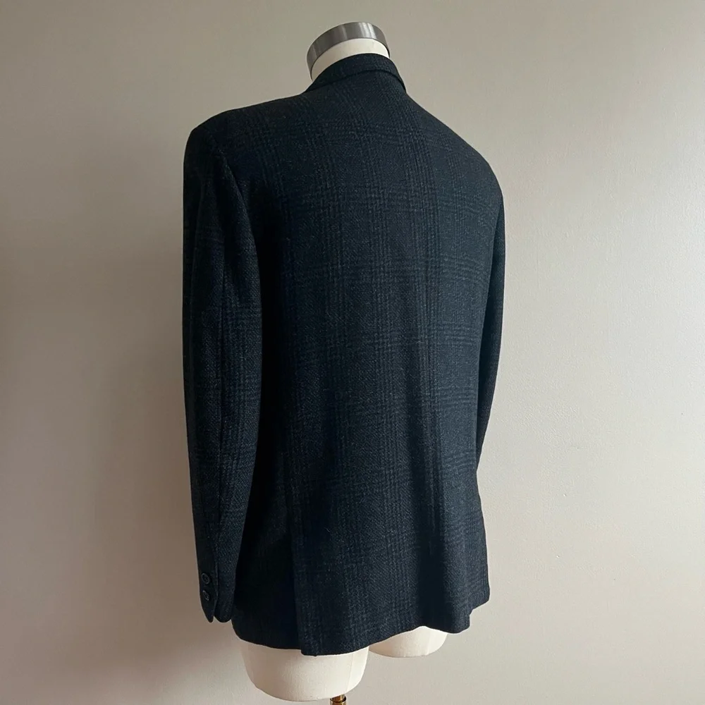 Ivy Trad 3/2 Roll Navy Plaid Wool Sportscoat - Picture 4 of 9